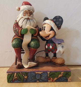Disney Christmas Jim Shore " Checking It Twice " With Mickey And Santa