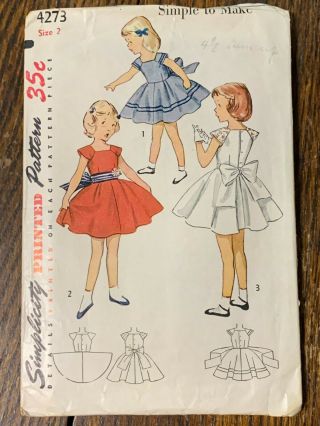 Vintage Simplicity Sewing Pattern 4273 Girl 