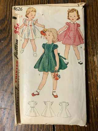 Vintage Simplicity Sewing Pattern 4626 Girl 