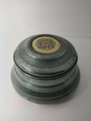 Antique Music Powder Box Edwardian Blue Metal