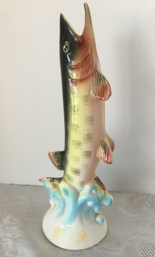Vintage Lefton Rainbow Trout Fish Figurine Vase Japan 8 " Tall