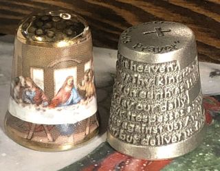 Thimble Pewter The Lords Prayer And Porcelain The Last Supper