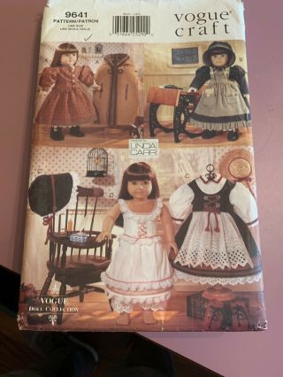 Vogue 9641 Early American Outfits For 18 - Inch Dolls,  Patterns For 3 Outfits