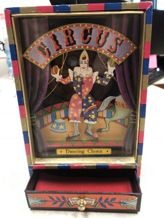 Vintage Dancing Circus Clown Wind Up Music Box Musical Jewelry Box Koji Murai