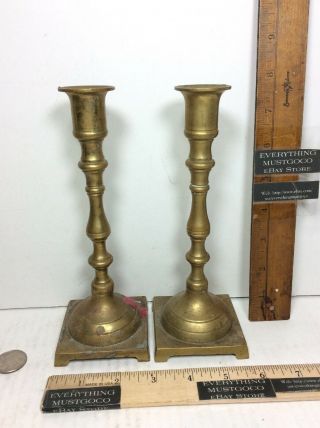 2 Vintage Brass Candle Holders Candlesticks 7 - 3/4 " Tall Pedestal Spun