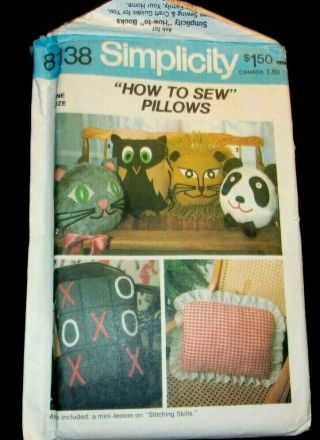Simplicity Craft Pattern 8138 How To Sew Pillows 1977 Uncut