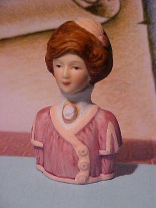 Vintage 1982 Avon Porcelain Victorian Woman Circa 1900 Sewing Thimble