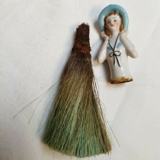 Vintage Porcelain Half Doll Brush Made In Japan Repair Pin Cushion