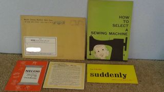 1956 Necchi Sewing Machine Instruction Brochure / Mailer Sheets