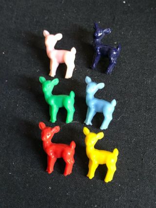 Vintage Set Of 6 Deer - - - Plastic Goofy Goofie Buttons - - 3/4 "