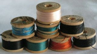 8 Spools Vintage Silk Thread Buttonhole Twist,  Belding Corticelli,  Coats Clarks