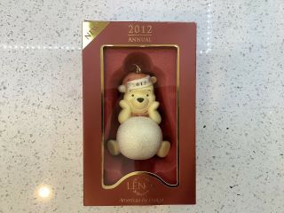 Disney Lenox Winnie The Pooh Christmas Tree Ornament 2012 Santa With Snowball