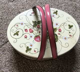 Vintage Tin Floral Chest Sewing Kit Box Filled W Vintage Notions