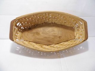 Longaberger Basket Bread Serving 2 Wood Handles 14 1/4 X 7 3/4 X 3 1/2