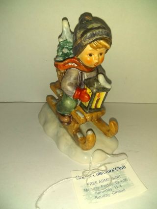 Goebel Hummel Ride Into Christmas Figurine 396 2/0 Tmk - 6 Boy On A Sled