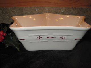 Retired Longaberger Pottery Woven Traditions Red Large Star Baking Dish 9.  5 X 3
