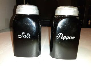 Vintage Black Mckee Roman Arch Salt And Pepper Shakers Art Deco