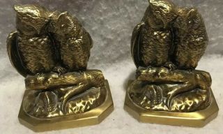 Vintage Owl Bookends Philadelphia Manufacturing Company Brass Rare