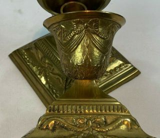 Vintage 4 " Ornate Heavy Solid Brass Candlestick Holders Made In India Set Of 2
