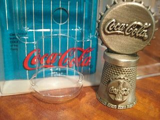 Vintage Official Coca Cola Co.  Thimble 1997 Pewter Bottle Cap Box Coke