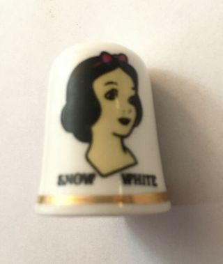 Disney Sewing Thimble Princess Snow White Porcelain 1” H