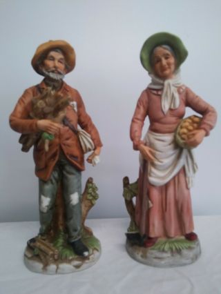 Vgt Home Interior Homco Old Man & Woman Farmers 8884 Figurines Set Of 2