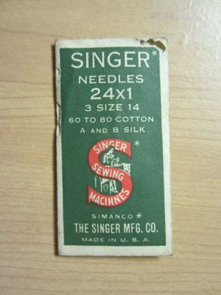 Singer Model 24 & Sewhandy,  24x1,  Sewing Machine Needles,  Sz 14,  1 Pack Of 3