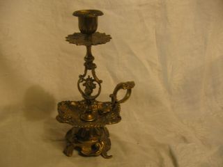 Vintage Brass Candle Stick Holder With Finger Hole And Little Angels Very Intric