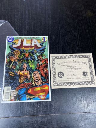 Jla (1997) 1 Signed By Howard Porter And Grant Morrison Nm Near