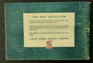1953 SINGER Instructions for Using Electric Sewing Machine Model 99 2