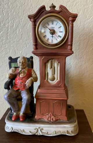 Melody In Motion Musical “grandfather’s Clock”.  Hand Made And Painted In Japan.