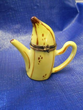 Vintage Peint Main Limoges Trinket - Banana Shaped Teapot