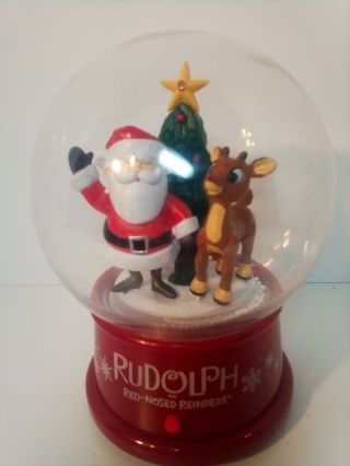 Musical Snow Globe Rudolph The Red - Nosed Reindeer Blows Snow