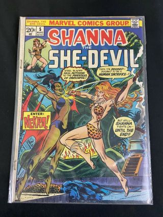 Shanna The She - Devil 5 (marvel,  1973),  Vf 8.  0 20 Cent Cover,  Nekra Appearance