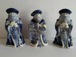 Set Of 3 Vintage Blue And White Wise Men Figurines? Made In Holland