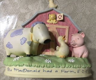 Old Mcdonald Had A Farm Eieio Ceramic Music Box Cow Chicken Barn Duck Pig 020