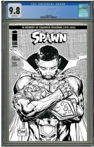 Spawn 311 Cgc 9.  8 Mcfarlane B&w Sketch Cover Black Panther Tribute