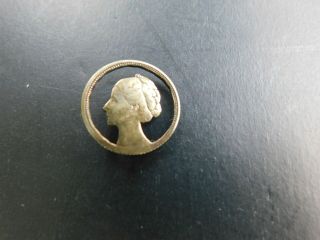 Vtg Foreign Coin Button Canadian Woman 