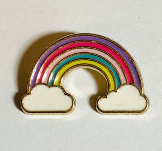 Colorful Rainbow In The Clouds Glossy Enamel Painted Metal Button