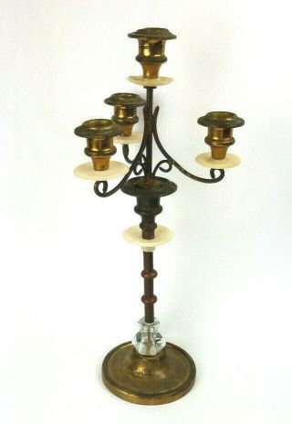 Vintage 4 Arm Candelabra Candle Holder Table Top Victorian Gothic 14.  5 Inch