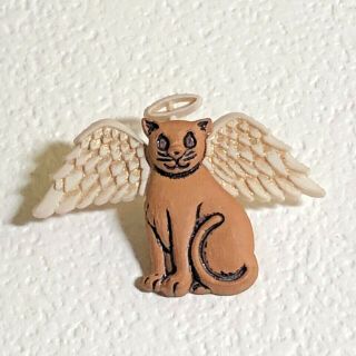 Sweet Kitty Cat Angel With Halo & Wings,  Snap Together Large Plastic Button