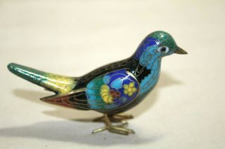 Cloisonne Enamel Painted Multi - Color Bird Figurine Vintage Small Ornate 3 X 1