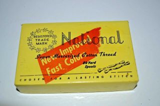 Vintage National Mercerized Cotton Thread 80 Yards Per Wooden Spool W/box