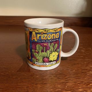 Arizona Souvenir Coffee Tea Cup Mug Desert Cactus Cacti Cholla Saguaro Ocotillo