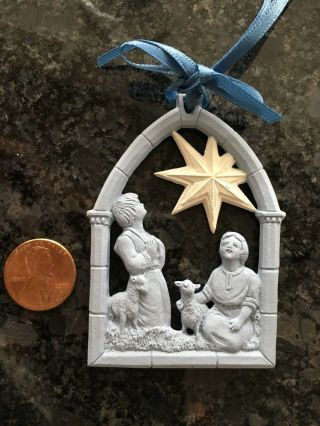 Vintage Wedgwood Blue White Jasperware Christmas Ornament Shepard Star Lovely