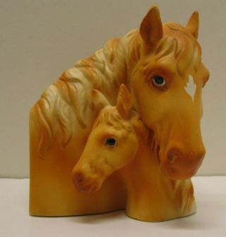 Vintage Napcoware Japan Horse Head Mare Foal Palomino Ceramic Planter Vase C8845