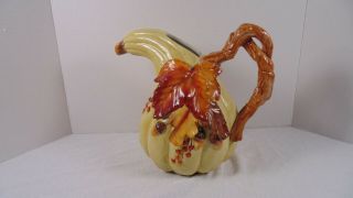 Fitz & Floyd Classic Harvest Gourd Fall Leaves Pitcher Jug Discontinued