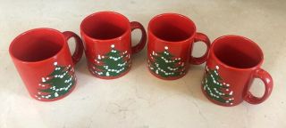 Set Of 4 Vintage Waechtersbach Christmas Coffee Mugs West Germany