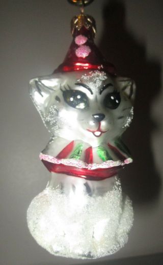 Christopher Radko Kitty Kitten Cat Clown Glass Christmas Ornament