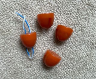 Vintage Matching Set Of (4) Small Orange Bakelite Buttons.  5/16 " H